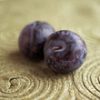 Close up of two plums
