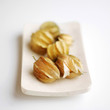 Close up of physalis on a small plate