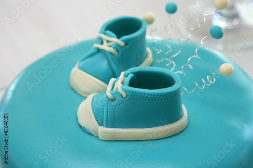 Photo: blue baby cake with shoes blue baby cake with shoes