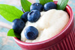 Heidelbeeren und Grießspeise