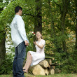 Man giving his girlfriend a bouquet of flowers