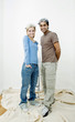 Couple with protection goggles posing for the camera