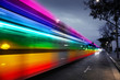 Rainbow traffic blur in night city