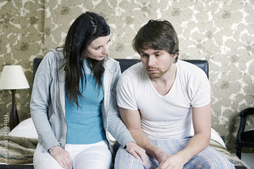 Photo: A woman concerned about her ill boyfriend A woman concerned about her ill boyfriend