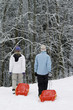 Couple pulling sled