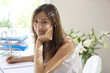 Woman working at her desk in a home office