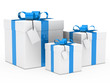 Illustration: gift box blue ribbon gift box blue ribbon