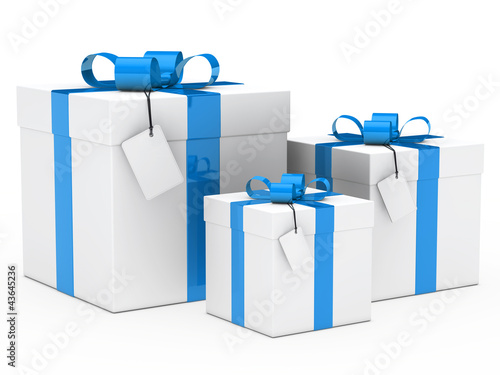 Illustration: gift box blue ribbon gift box blue ribbon