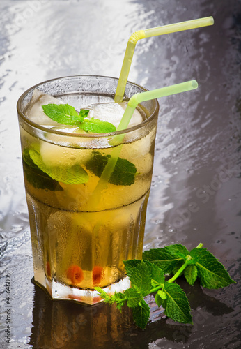 Photo: iced green tea flavored with mint iced green tea flavored with mint