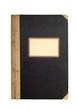 Old, used notebook with blank label isolated over white