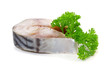 Salted mackerel with lemon on a white background