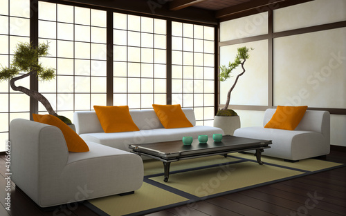 Illustration: Interior in Japanese style Interior in Japanese style