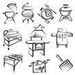 monochrome set of barbeque and grill icons