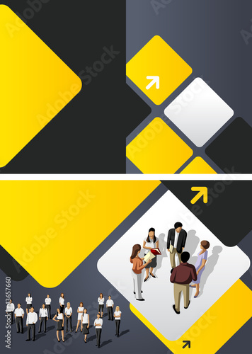 Vector: Yellow template for advertising brochure with business people Yellow template for advertising brochure with business people