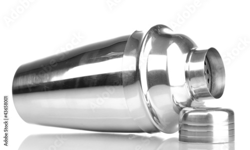 Photo: Cocktail shaker isolated on white Cocktail shaker isolated on white
