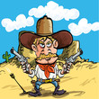 Cartoon cowboy drawing his guns
