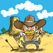 Cartoon cowboy drawing his guns