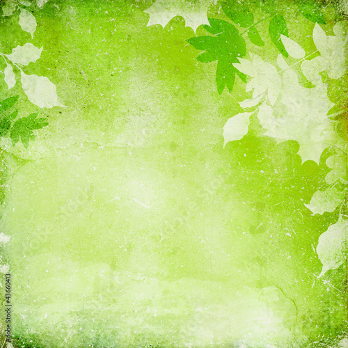 Illustration: grunge background with leaves grunge background with leaves