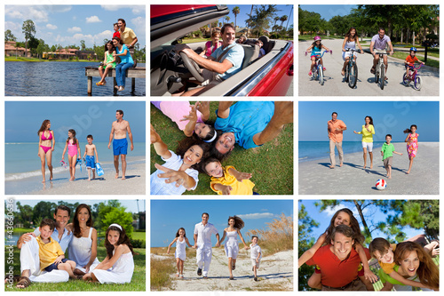 Foto: Happy Active Family Montage Outside Summer Vacation Happy Active Family Montage Outside Summer Vacation