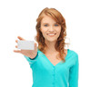 attractive student with business card