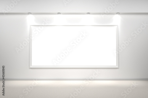 Illustration: weißer Bilderrahmen beleuchtet weißer Bilderrahmen beleuchtet