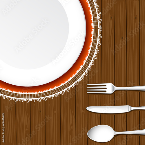 Vektor: Dish with Cutlery Dish with Cutlery