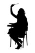 Vector: A silhouette of a schoolgirl raising her hand A silhouette of a schoolgirl raising her hand