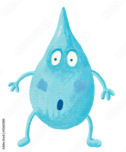 Illustration: Funny Cartoon Surprised Water Drop Funny Cartoon Surprised Water Drop