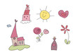 Buntes Grafik-Set: Hochzeit