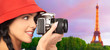 Tourist woman with a camera.