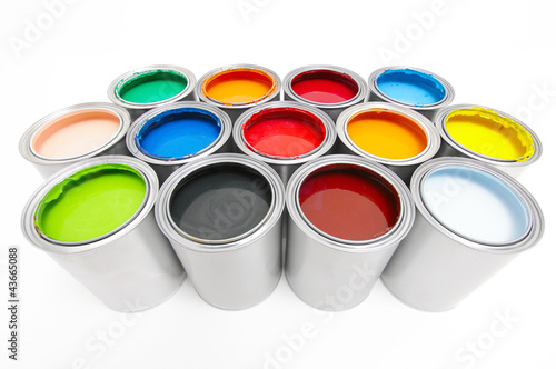 Photo: Verschieden bunte Farbeimer Verschieden bunte Farbeimer