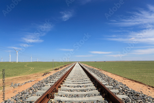Photo: railway on the steppe railway on the steppe