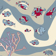 Вектор: seamless pattern aquarium fish wave seamless pattern aquarium fish wave
