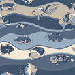 Вектор: seamless pattern aquarium fish wave seamless pattern aquarium fish wave