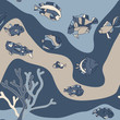 Вектор: seamless pattern aquarium fish wave seamless pattern aquarium fish wave