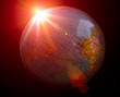 Illustration: Planet earth with sunrise in dark Planet earth with sunrise in dark