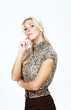 beautiful blond woman, portrait in studio