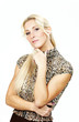 beautiful blond woman, portrait in studio