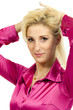 portrait of  blond woman, isolated on white background