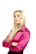 portrait of  blond woman, isolated on white background