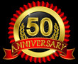 50 years anniversary golden label with ribbons