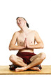 young man in meditation, portrait in studio