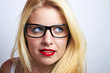 sexy business girl with large glasses