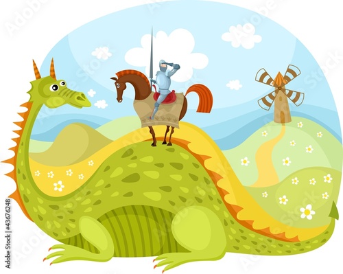 Vector: dragon and knight dragon and knight