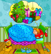 boy dreaming about Christmas presents