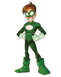 Green Super Boy Hero All Hands on Waist