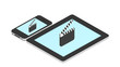 Illustration: phone and tablet with cinema phone and tablet with cinema