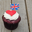 Cup cake with love heart and Union Jack
