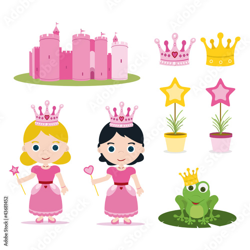 Vector: set of pink princess tale for parties set of pink princess tale for parties
