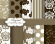 set of damask flower vector paper for scrapbook
